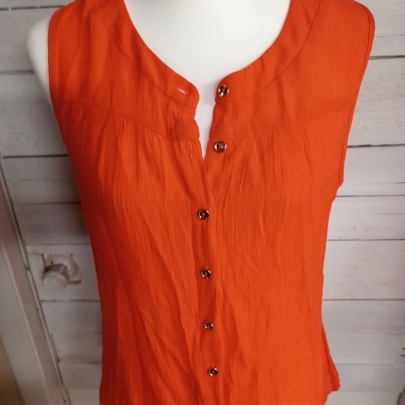 Perseption Concept Women's Large Orange Sleeveless Lightweight Blouse Spring - Picture 2 of 11